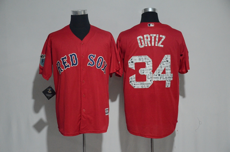 2017 MLB Boston Red Sox #34 Ortiz Red Fashion Edition Jerseys->atlanta braves->MLB Jersey